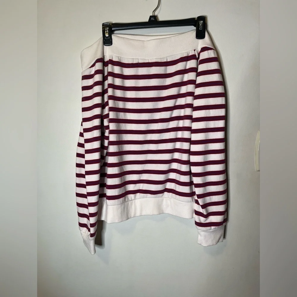 FOREVER 21 Women White & Red Striped Sweatshirt size 0X - Picture 5 of 7